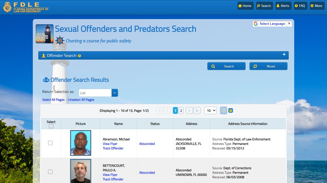 FDLE - Sexual Offender and Predator System